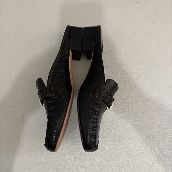 Brighton Karmen Leather Brown And Black Metal Buckle Slip On Loafer Size 6 - Picture 5 of 11